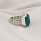 Green Onyx Sterling Silver Ring: Handmade Dual-Tone Band, Hexagon Cut