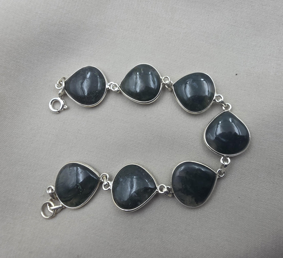 925 Sterling Silver Moss Agate Natural Gemstone Bracelet Handmade Jewelry Gift for Women
