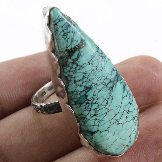 925 SOLID STERLING SILVER NATURAL TURQUOISE GEMSTONES HANDMADE RING, ALL SIZES AVAILABLE