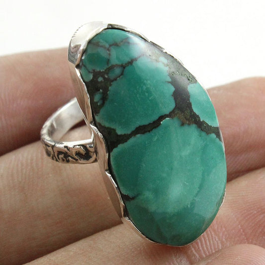 925 SOLID STERLING SILVER NATURAL TURQUOISE GEMSTONES HANDMADE RING, ALL SIZES AVAILABLE