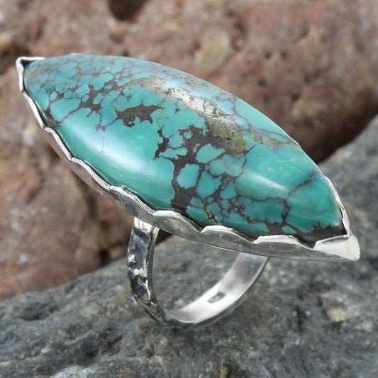 925 SOLID STERLING SILVER NATURAL TURQUOISE GEMSTONES HANDMADE RING, ALL SIZES AVAILABLE