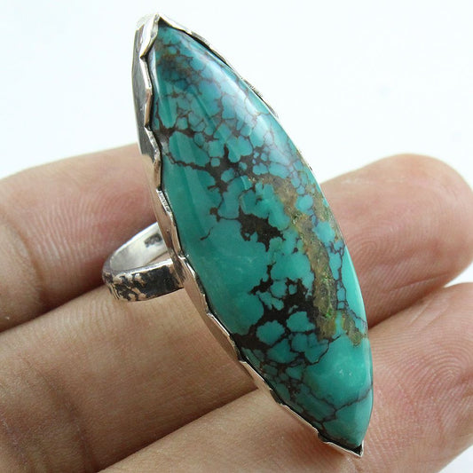 925 SOLID STERLING SILVER NATURAL TURQUOISE GEMSTONES HANDMADE RING, ALL SIZES AVAILABLE