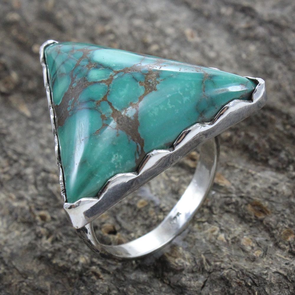 925 SOLID STERLING SILVER NATURAL TURQUOISE GEMSTONES HANDMADE RING, ALL SIZES AVAILABLE