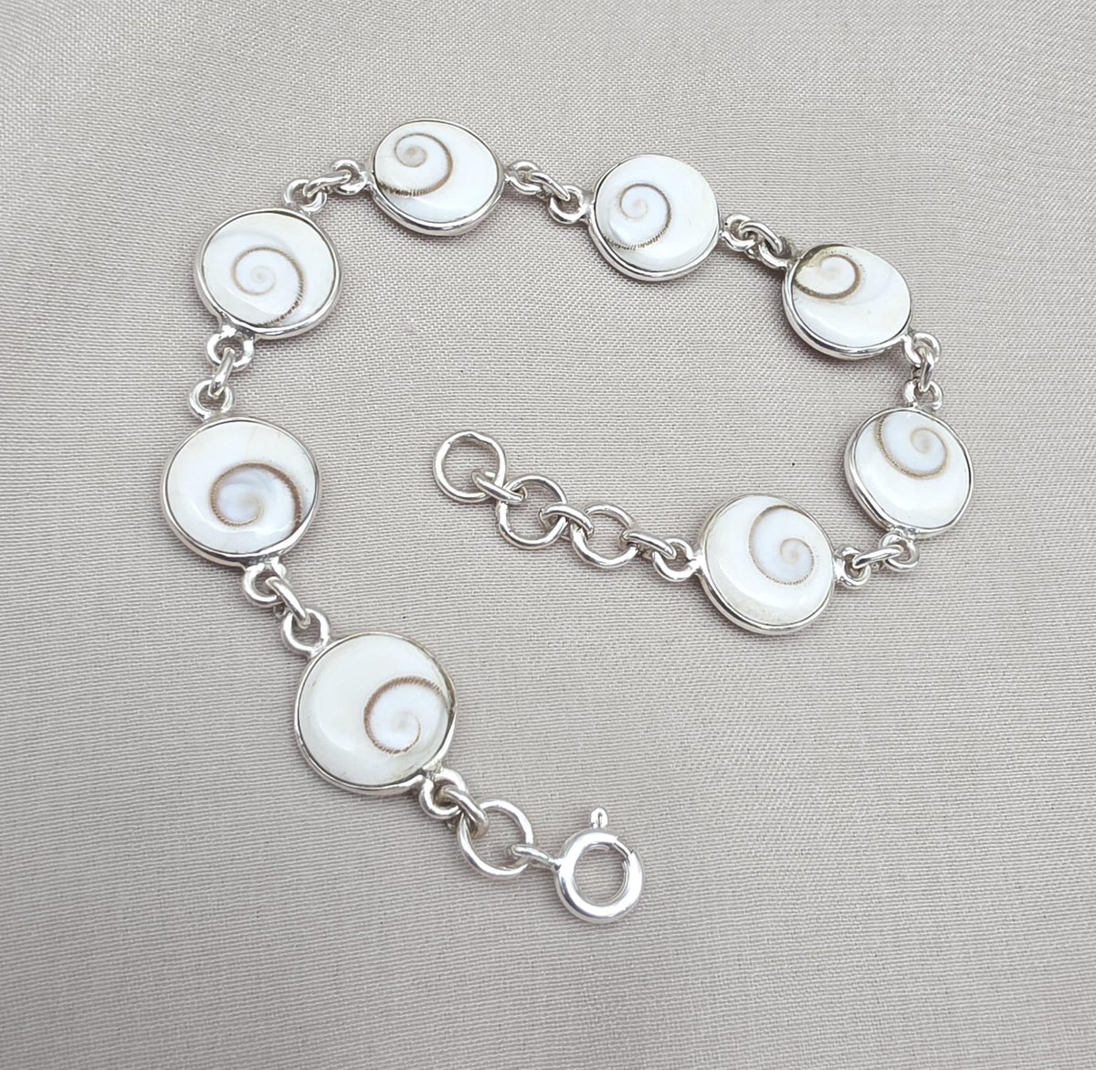 Shiva Eye Bracelet 925 Silver Shell Bracelet Spiritual Protection Jewelry Gift for Her
