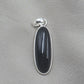 925 Sterling Silver Black Onyx Pendant, Long Oval Cabochon Gemstone Necklace