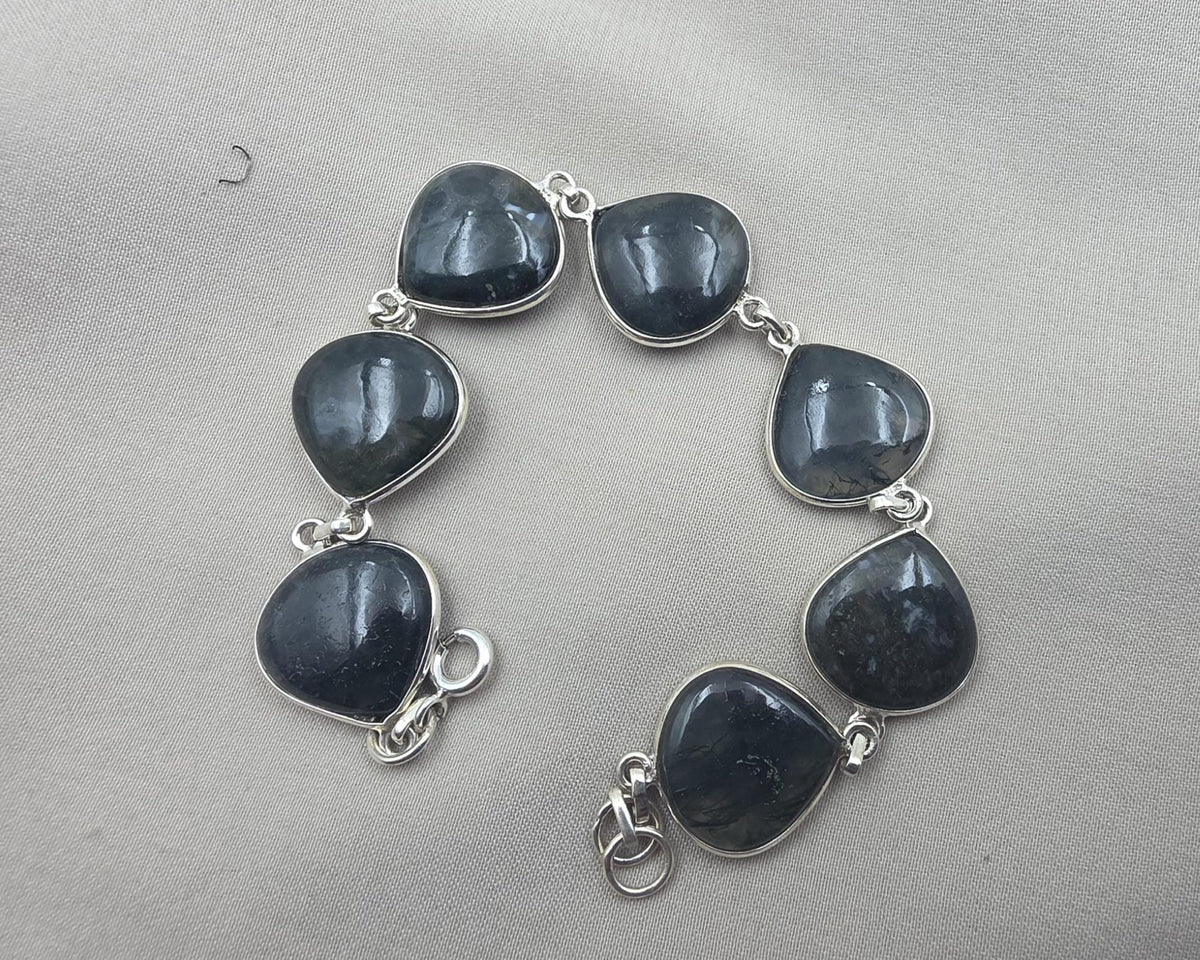 925 Sterling Silver Moss Agate Natural Gemstone Bracelet Handmade Jewelry Gift for Women