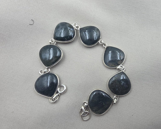 925 Sterling Silver Moss Agate Natural Gemstone Bracelet Handmade Jewelry Gift for Women