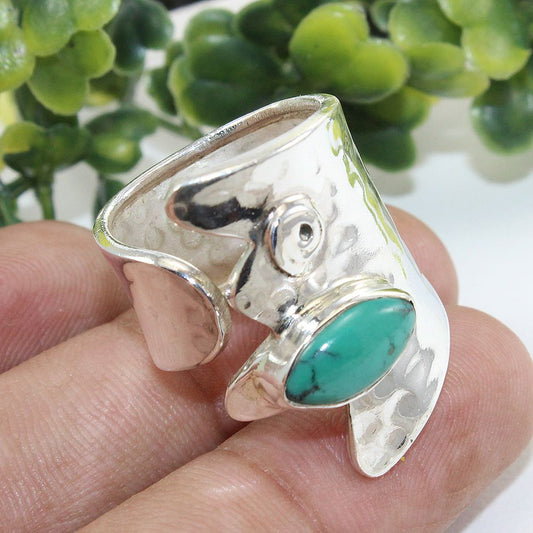 925 SOLID STERLING SILVER NATURAL TURQUOISE GEMSTONES HANDMADE RING, ALL SIZES AVAILABLE