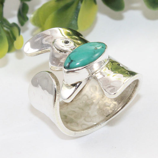 925 SOLID STERLING SILVER NATURAL TURQUOISE GEMSTONES HANDMADE RING, ALL SIZES AVAILABLE