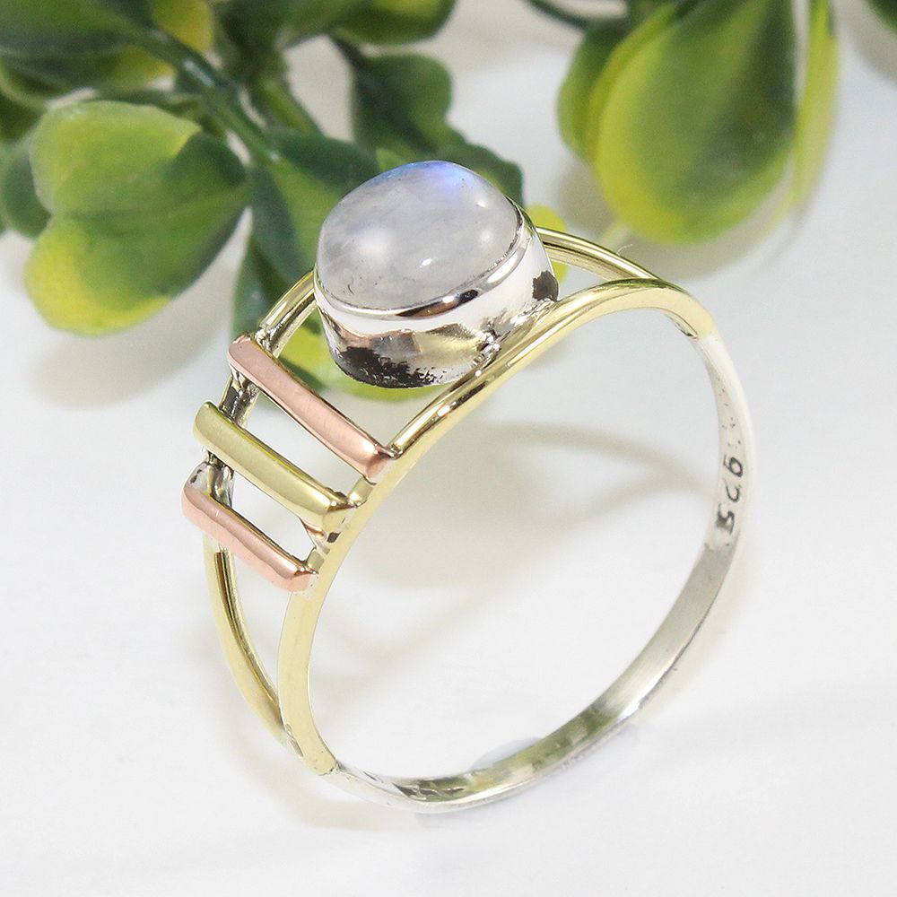 925 SOLID STERLING SILVER NATURAL RAINBOW MOONSTONE GEMSTONES HANDMADE RING, ALL SIZES AVAILABLE