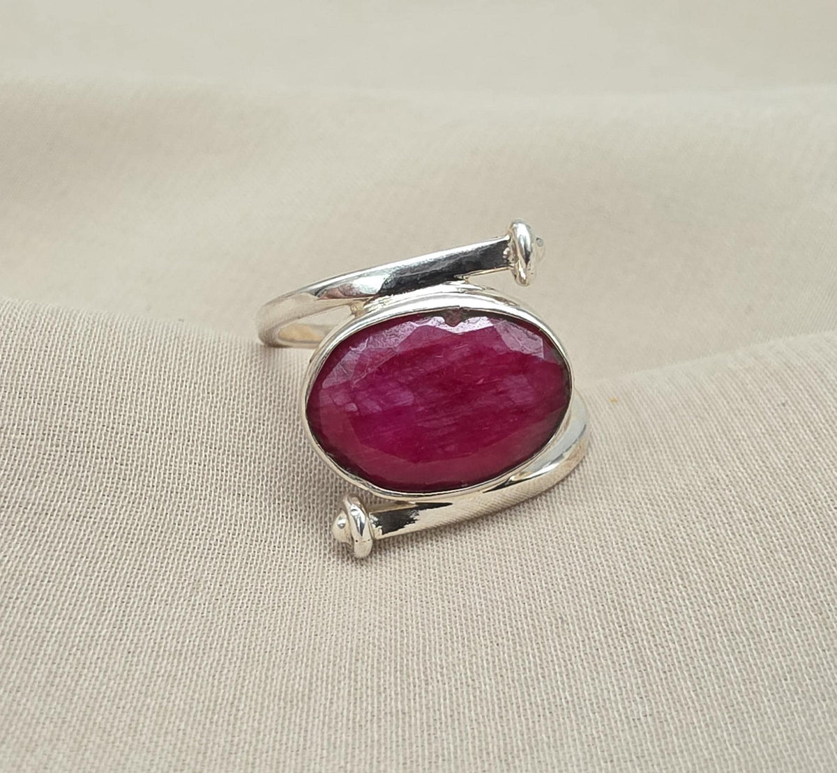 Natural Ruby Ring: Handmade 925 Sterling Silver Boho Statement Ring July Birthstone