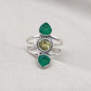 Green Onyx & Lemon Quartz 925 Sterling Silver Ring: Boho Statement Jewelry