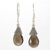 925 SOLID STERLING SILVER NATURAL SMOKY QUARTZ GEMSTONE HOOK EARRING