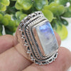 925 SOLID STERLING SILVER NATURAL RAINBOW MOONSTONE GEMSTONES HANDMADE RING, ALL SIZES AVAILABLE