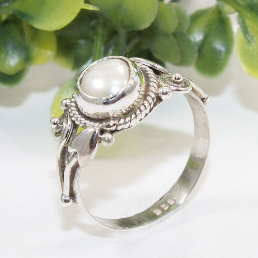 925 SOLID STERLING SILVER NATURAL Mother of Pearl GEMSTONES HANDMADE RING, ALL SIZES AVAILABLE