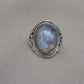 Rainbow Moonstone Ring: Handmade 925 Sterling Silver Boho Statement