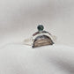 Smoky Quartz Ring 925 Silver Dual Stone Moss Agate Statement Ring Half Moon Jewelry