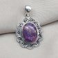 Purple Copper Turquoise Pendant: Sterling Silver Boho Statement Necklace