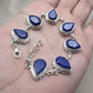 925 Sterling Silver Lapis Lazuli Bracelet Natural Blue Pear Shape Gemstone Handmade Jewelry