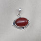 Red Onyx Silver Pendant: 925 Sterling, Handmade Boho Statement Necklace