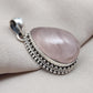 Rose Quartz Pendant: Teardrop Gemstone, 925 Sterling Silver Bezel Gift for Love