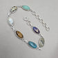925 Sterling Silver Boho Bracelet Multi Gemstone Colorful Statement Jewelry