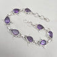 925 Sterling Silver Amethyst Bracelet Pear Shape Purple Gemstone Link Bracelet Gift for Her