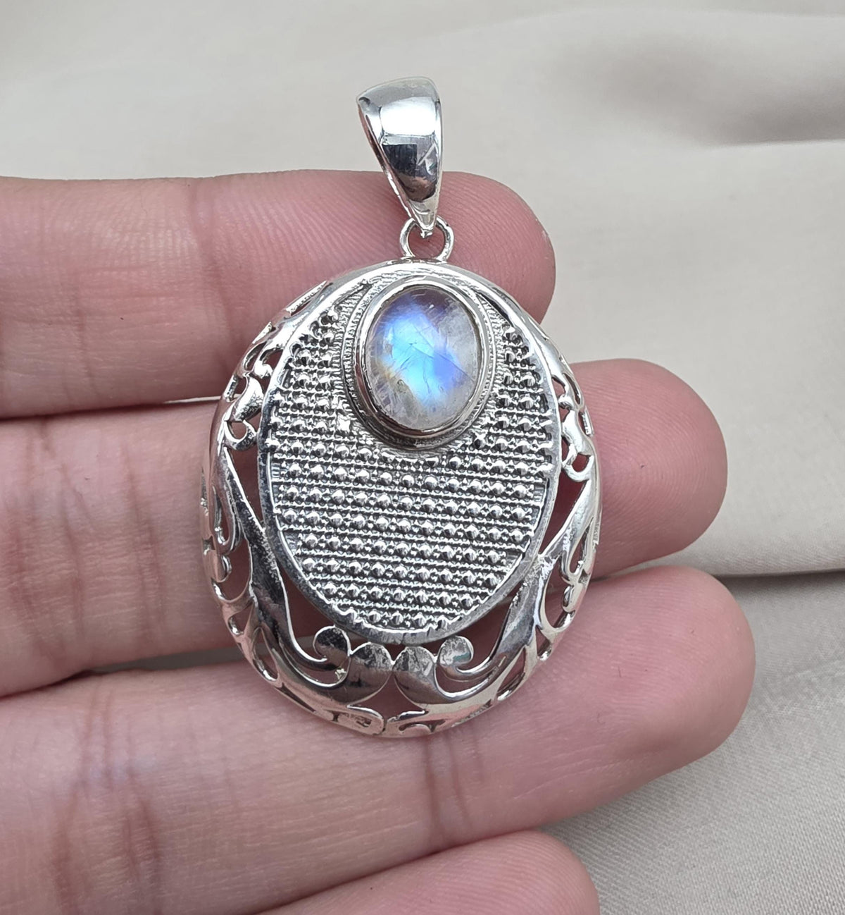 Rainbow Moonstone Pendant 925 Sterling Silver Moon Design Necklace June Birthstone Crystal Jewelry Gift