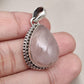 Rose Quartz Pendant: Teardrop Gemstone, 925 Sterling Silver Bezel Gift for Love