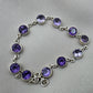 Amethyst 925 Sterling Silver Gemstone Bracelet Natural Purple Gemstone Oval Link Jewelry