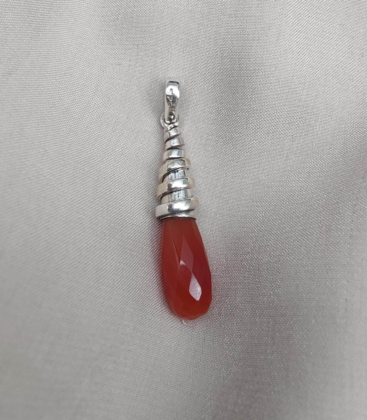 Red Onyx Sterling Silver Pendant: Handmade Healing Crystal Necklace