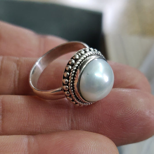 925 SOLID STERLING SILVER NATURAL Mother of Pearl GEMSTONES HANDMADE RING, ALL SIZES AVAILABLE