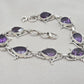 925 Sterling Silver Amethyst Bracelet Pear Shape Purple Gemstone Link Bracelet Gift for Her