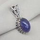 Natural Tanzanite Cabochon Pendant 925 Sterling Silver Handmade Blue Violet Gemstone Jewelry Gift