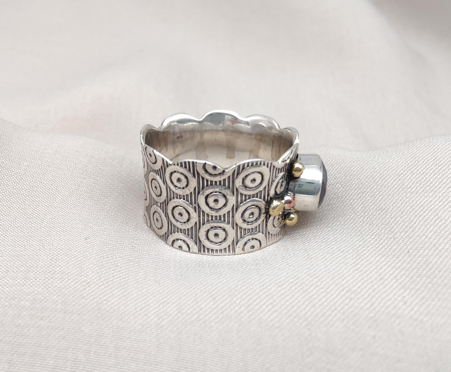 Blue Sapphire Spinner Ring 925 Sterling Silver Meditation Band, Anxiety Relief