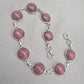 Rhodochrosite Bracelet 925 Sterling Silver Round Cabochon Pink Gemstone Link Bracelet Handmade Jewelry