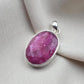 925 Sterling Silver Oval Ruby Pendant, July Birthstone Jewelry, Handmade Bezel Setting