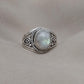 Rainbow Moonstone Ring: Oxidized 925 Sterling Silver, Boho Floral Design
