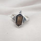 Smoky Quartz Sterling Silver Ring: Hexagon Gemstone, Boho Jewelry