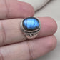 Blue Flash Labradorite 925 Sterling Silver Ring: Handmade Boho Gemstone Jewelry