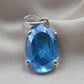 925 Sterling Silver Oval Blue Quartz Pendant, Natural Gemstone Charm, Boho Statement Jewelry