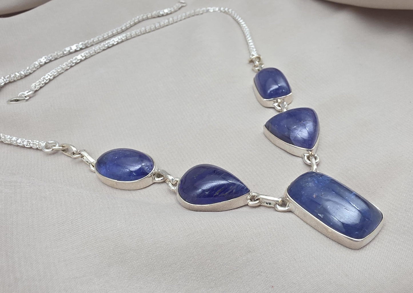 Natural Tanzanite Necklace 925 Sterling Silver Blue Gemstone Statement Jewelry Gift for Her
