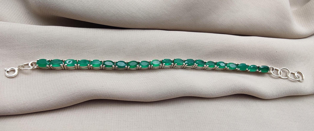Green Onyx Tennis Bracelet: 925 Sterling Silver Gemstone Jewelry