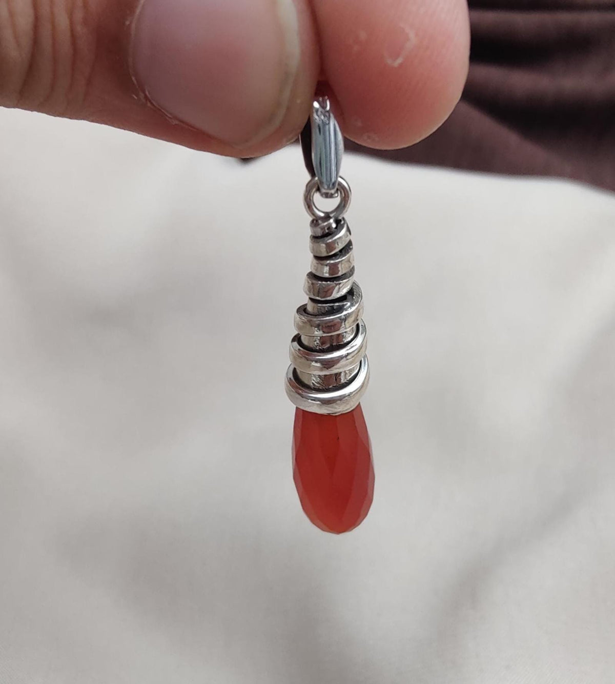 Red Onyx Sterling Silver Pendant: Handmade Healing Crystal Necklace