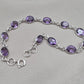 925 Sterling Silver Amethyst Bracelet Natural Purple Gemstone Oval Link Jewelry