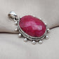 Handmade Ruby Pendant Necklace: Oval Faceted 925 Sterling Silver, July Birthstone
