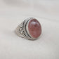Strawberry Quartz 925 Sterling Silver Ring: Handmade Boho Gemstone Jewelry