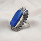 Natural Lapis Lazuli 925 Sterling Silver Ring: Boho September Birthstone Handmade