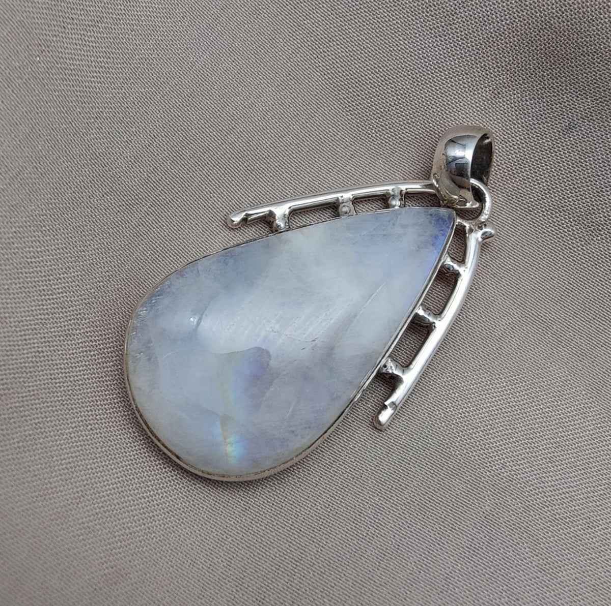 Rainbow Moonstone Pendant | 925 Sterling Silver Teardrop Necklace | June Birthstone | Intuition & Healing Crystal Jewelry