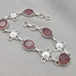 Pink Strawberry Quartz 925 Sterling Silver Bracelet | Handmade Adjustable Gemstone Jewelry Gift for Women